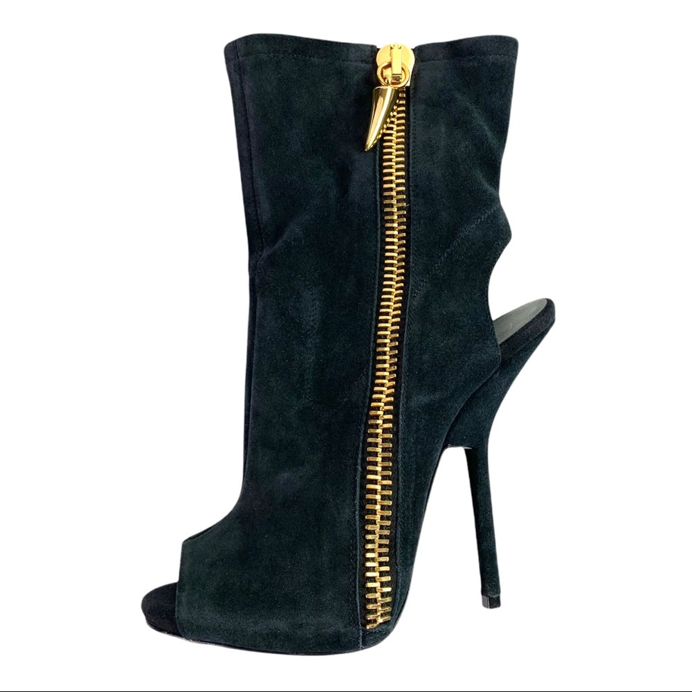 Giuseppe Zanotti Alien Boots Booties Black Suede Open Toe Cut Out - Picture 7 of 13